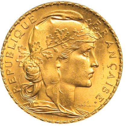 Pièce d'or de type Napoléon Marianne Coq